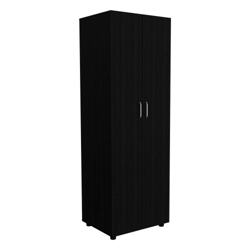 Armoire, Two Interior Shelves, Rod, Double Door -Black