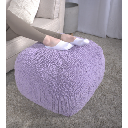 Lavender Spongy Microfiber Square Ottoman Pouf, Plush Chenille Floor Foot Stool for Bedroom Living Room