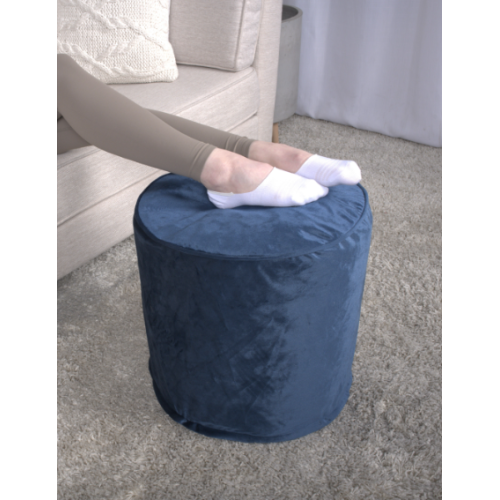 Cobalt Blue Cylinder Pouf Ottoman, 16 inch Floor Cushion with Polystyrene Bead Filling, 200 LBS Capacity