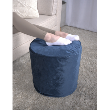 Cobalt Blue Cylinder Pouf Ottoman, 16 inch Floor Cushion with Polystyrene Bead Filling, 200 LBS Capacity