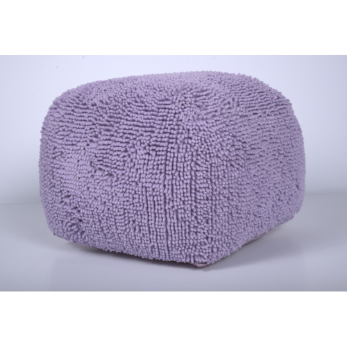 Lavender Spongy Microfiber Square Ottoman Pouf, Plush Chenille Floor Foot Stool for Bedroom Living Room