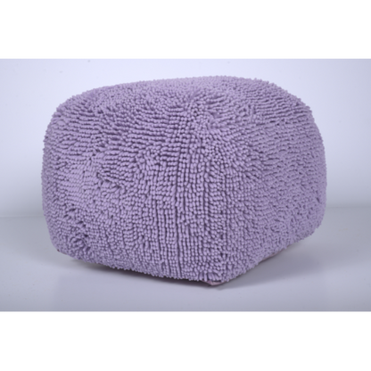 Lavender Spongy Microfiber Square Ottoman Pouf, Plush Chenille Floor Foot Stool for Bedroom Living Room