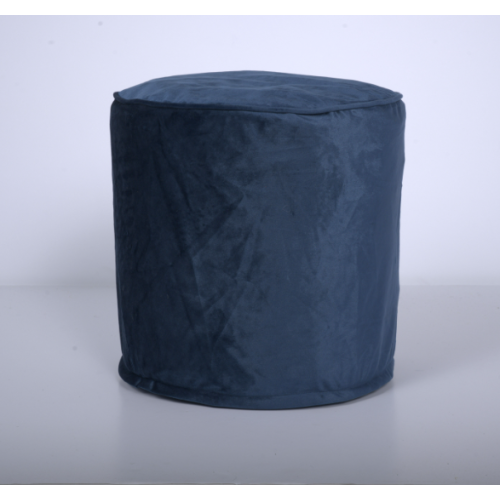 Cobalt Blue Cylinder Pouf Ottoman, 16 inch Floor Cushion with Polystyrene Bead Filling, 200 LBS Capacity