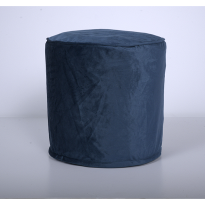 Cobalt Blue Cylinder Pouf Ottoman, 16 inch Floor Cushion with Polystyrene Bead Filling, 200 LBS Capacity