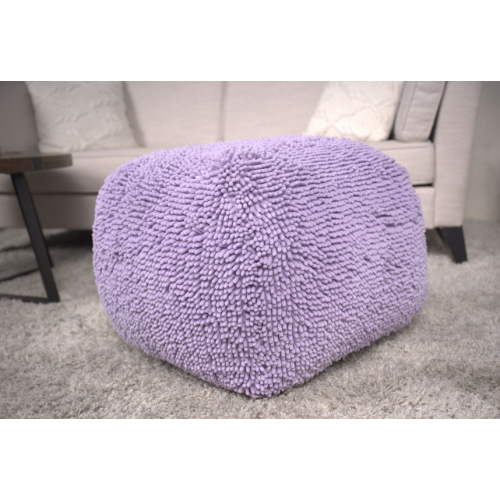 Lavender Spongy Microfiber Square Ottoman Pouf, Plush Chenille Floor Foot Stool for Bedroom Living Room
