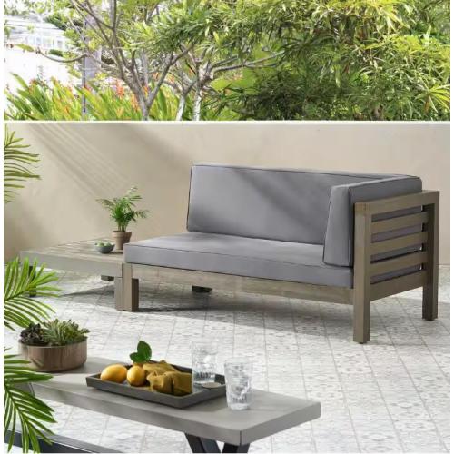 OANA RIGHT CORNER BENCH AND COFFEE TABLE, DARK GREY