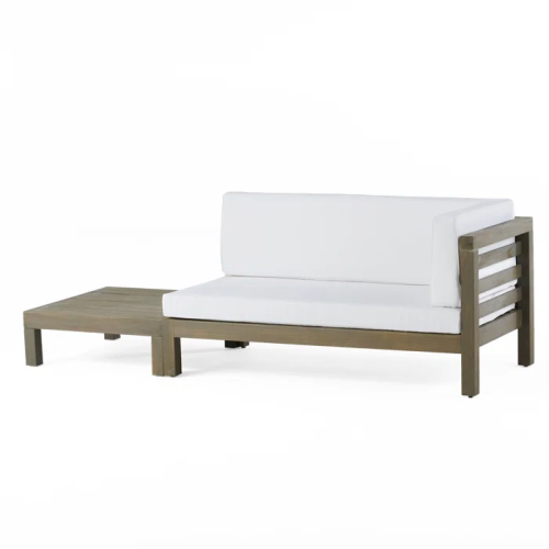 OANA RIGHT CORNER BENCH AND COFFEE TABLE, WHITE