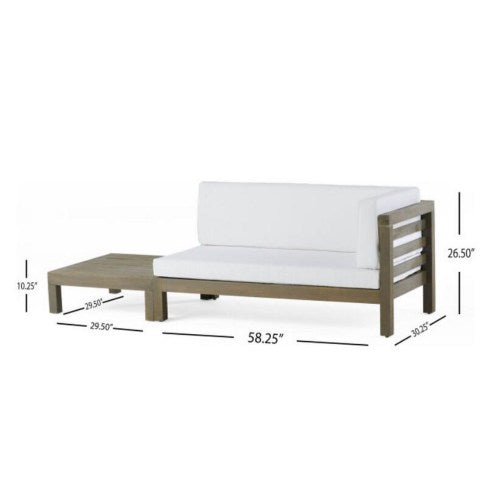OANA RIGHT CORNER BENCH AND COFFEE TABLE, WHITE