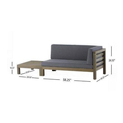 OANA RIGHT CORNER BENCH AND COFFEE TABLE, DARK GREY