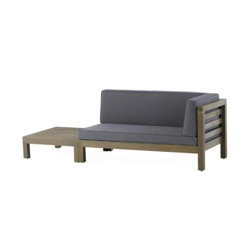 OANA RIGHT CORNER BENCH AND COFFEE TABLE, DARK GREY