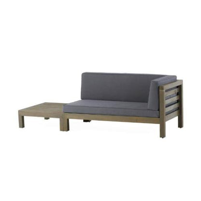OANA RIGHT CORNER BENCH AND COFFEE TABLE, DARK GREY