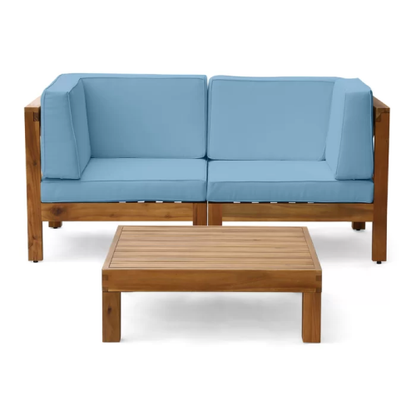 BRAVA X-BACK - 2 SEATER SECTIONAL LOVESEAT WITH COFFEE TABLE, BLUE