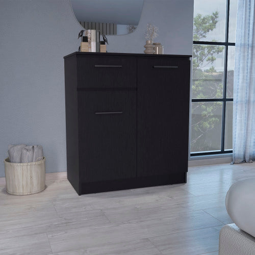 Dresser with 2-Door Cabinets and Drawer -Black