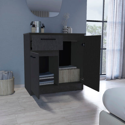 Dresser with 2-Door Cabinets and Drawer -Black