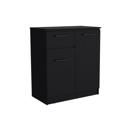 Dresser with 2-Door Cabinets and Drawer -Black