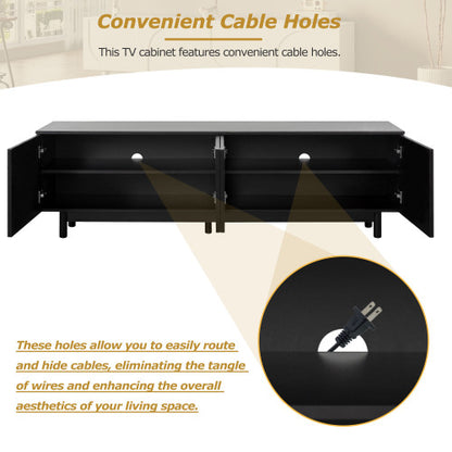 Modern 78 Inch TV Stand with Arch Cabinets Black Media Console