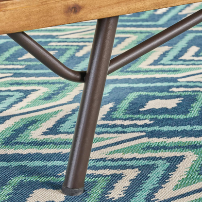 Canoga Outdoor Industrial Loveseat with Coffee Table