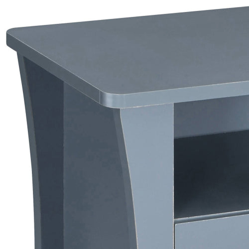 Grey Nightstand with 2 Drawers and Open Shelf, Modern Bedside Table Storage Cabinet for Bedroom