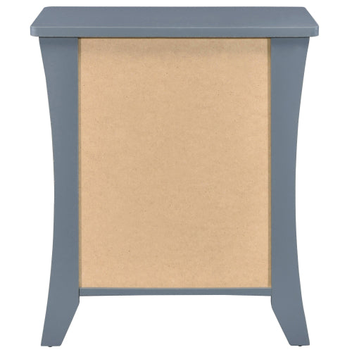 Grey Nightstand with 2 Drawers and Open Shelf, Modern Bedside Table Storage Cabinet for Bedroom