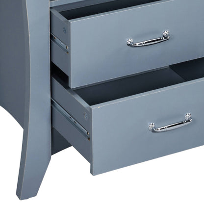 Grey Nightstand with 2 Drawers and Open Shelf, Modern Bedside Table Storage Cabinet for Bedroom