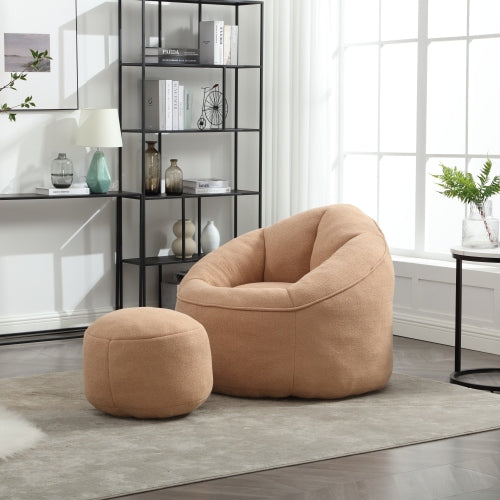 Compressed High-Pressure Foam Adult Bean Bag Sofa Chair with Footrest for Living Room Bedroom