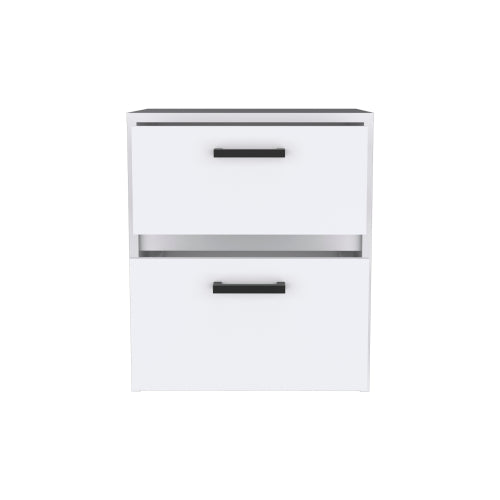 Nightstand 18inch H , 2 Drawers with Metal Handles, White