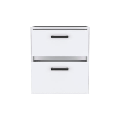 Nightstand 18inch H , 2 Drawers with Metal Handles, White