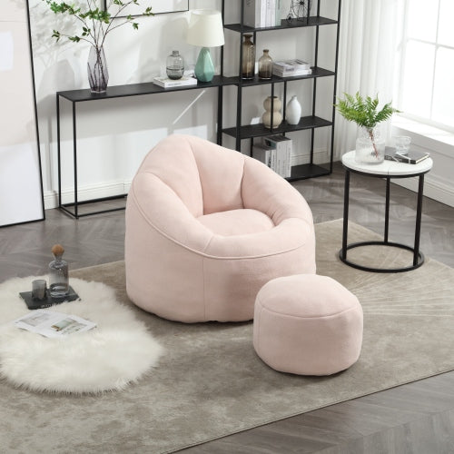 Compressed High-Pressure Foam Adult Bean Bag Sofa Chair with Footrest for Living Room Bedroom