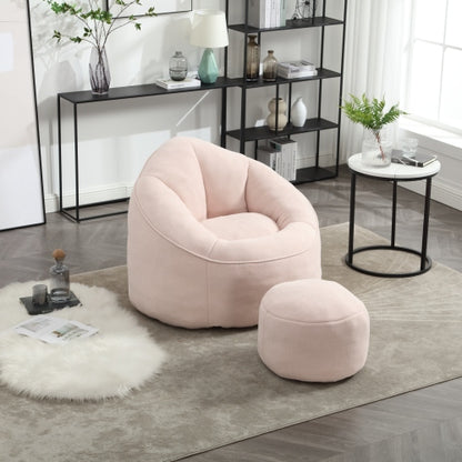 Compressed High-Pressure Foam Adult Bean Bag Sofa Chair with Footrest for Living Room Bedroom