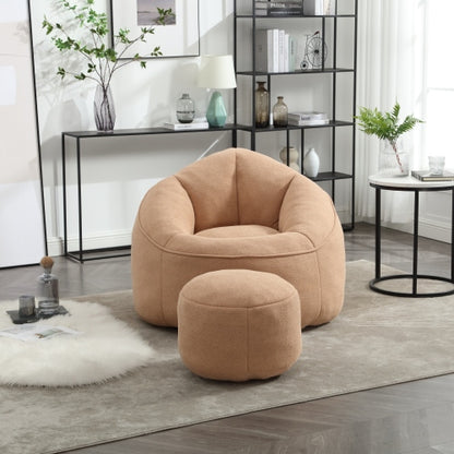 Compressed High-Pressure Foam Adult Bean Bag Sofa Chair with Footrest for Living Room Bedroom