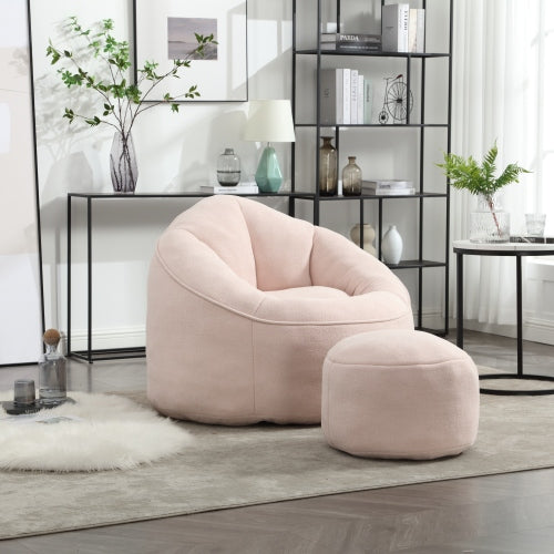 Compressed High-Pressure Foam Adult Bean Bag Sofa Chair with Footrest for Living Room Bedroom