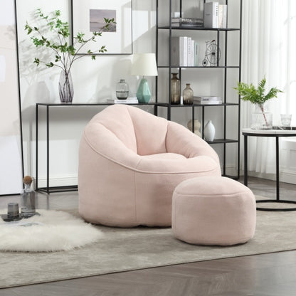 Compressed High-Pressure Foam Adult Bean Bag Sofa Chair with Footrest for Living Room Bedroom