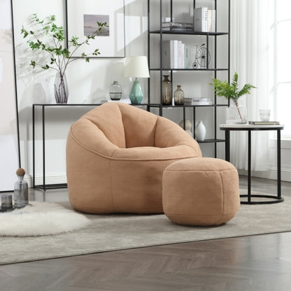Compressed High-Pressure Foam Adult Bean Bag Sofa Chair with Footrest for Living Room Bedroom