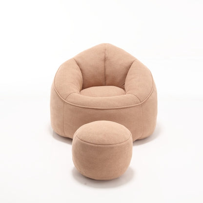 Compressed High-Pressure Foam Adult Bean Bag Sofa Chair with Footrest for Living Room Bedroom