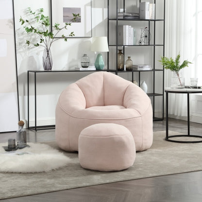 Compressed High-Pressure Foam Adult Bean Bag Sofa Chair with Footrest for Living Room Bedroom