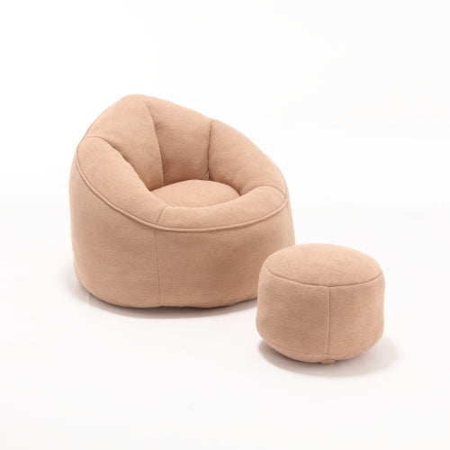 Compressed High-Pressure Foam Adult Bean Bag Sofa Chair with Footrest for Living Room Bedroom