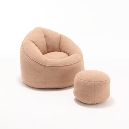 Compressed High-Pressure Foam Adult Bean Bag Sofa Chair with Footrest for Living Room Bedroom