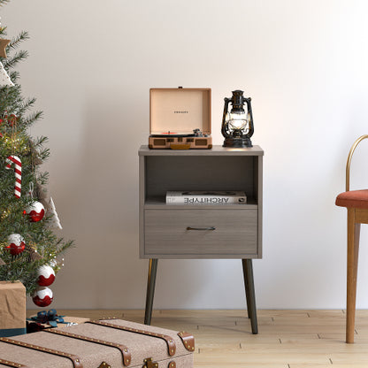 Two sets of Nightstand,modern style bedside table, With storage drawers and open wooden shelves, Suitable for living rooms, Bedrooms and small spaces. Decorative bedside tables in two sets, Easy to as