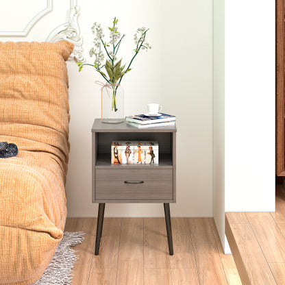 Two sets of Nightstand,modern style bedside table, With storage drawers and open wooden shelves, Suitable for living rooms, Bedrooms and small spaces. Decorative bedside tables in two sets, Easy to as