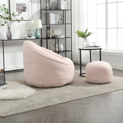 Compressed High-Pressure Foam Adult Bean Bag Sofa Chair with Footrest for Living Room Bedroom
