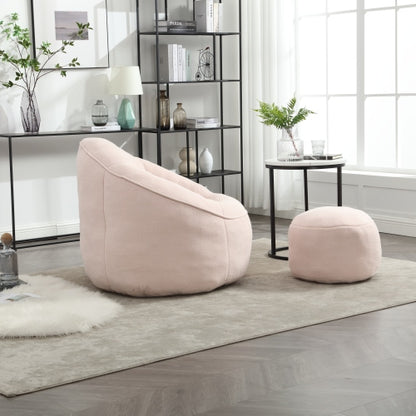 Compressed High-Pressure Foam Adult Bean Bag Sofa Chair with Footrest for Living Room Bedroom