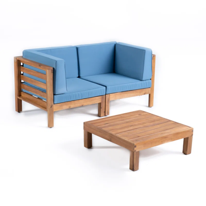 OANA 3-Piece LOVE SEAT SET WITH COFFEE TABLE, BLUE