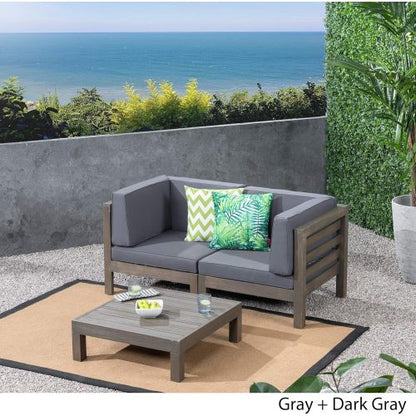 OANA 3-Piece LOVE SEAT SET WITH COFFEE TABLE, DARK GREY