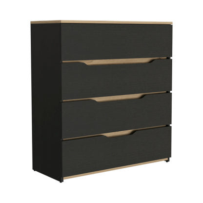 Dresser, Superior Top, Four Drawers -Black / Light Oak