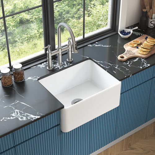 White Farmhouse Sink Deep Apron Sink Undermount Farmhouse Kitchen Sink Single Farm Sink