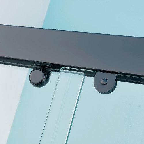 44-48"W x 75"H Double Sliding Shower Door, Aluminium Alloy Frame in Matte Black, 5/16" (8mm) Thick SGCC Tempered Clear Glass
