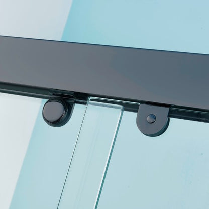 44-48"W x 75"H Double Sliding Shower Door, Aluminium Alloy Frame in Matte Black, 5/16" (8mm) Thick SGCC Tempered Clear Glass