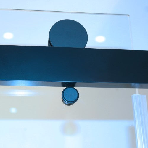 56-60"W x 60"H Frameless Double Sliding Tub Shower Door, 304 Stainless Steel in Matte Black, 5/16" (8mm) Thick SGCC Tempered Clear Glass.