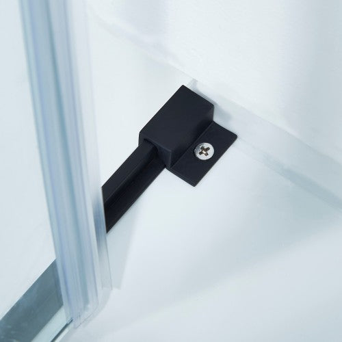 56-60"W x 60"H Frameless Double Sliding Tub Shower Door, 304 Stainless Steel in Matte Black, 5/16" (8mm) Thick SGCC Tempered Clear Glass.