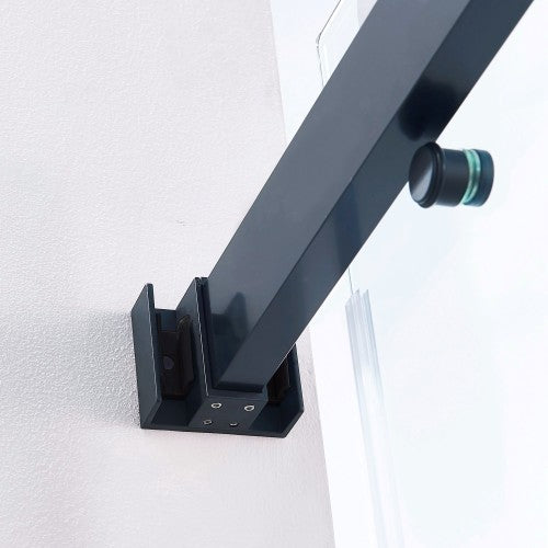 56-60"W x 60"H Frameless Double Sliding Tub Shower Door, 304 Stainless Steel in Matte Black, 5/16" (8mm) Thick SGCC Tempered Clear Glass.